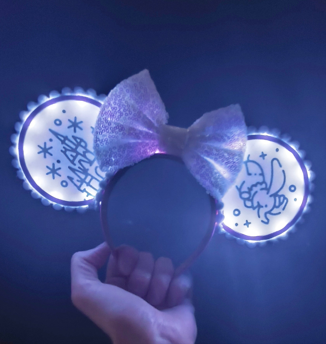 Magic Kingdom Icons Castle Disney Minnie and Mickey Inspired Light Mouse Ears Headband - Disney World Pink Blue White