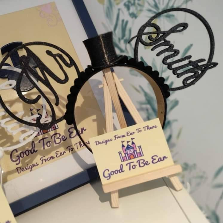 Personalised Bride Groom Veil Wedding Disney Minnie and Mickey Inspired Mouse Style Ears Headband Sparkly Sequin White Black Top Hat