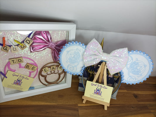 Cinderella Carriage Princess Disney Minnie and Mickey Inspired Mouse Style Ears Headband Sparkly Sequin White Blue