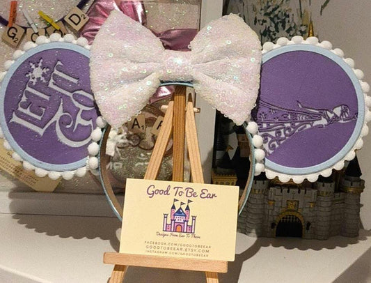 Frozen Elsa Princess Disney Minnie and Mickey Inspired Light Mouse Ears Headband - Disney World Magic Kingdom Purple Blue White