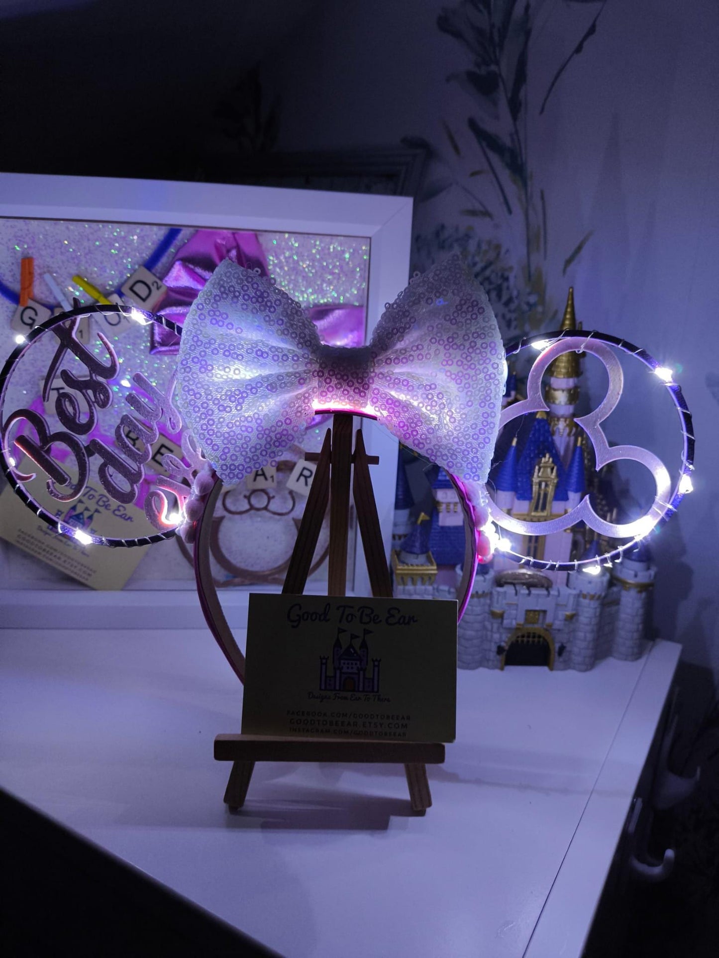 Birthday Best Day Ever Celebration Disney Minnie and Mickey Inspired Light Mouse Ears Headband - Disney World Magic Kingdom Princess Purple