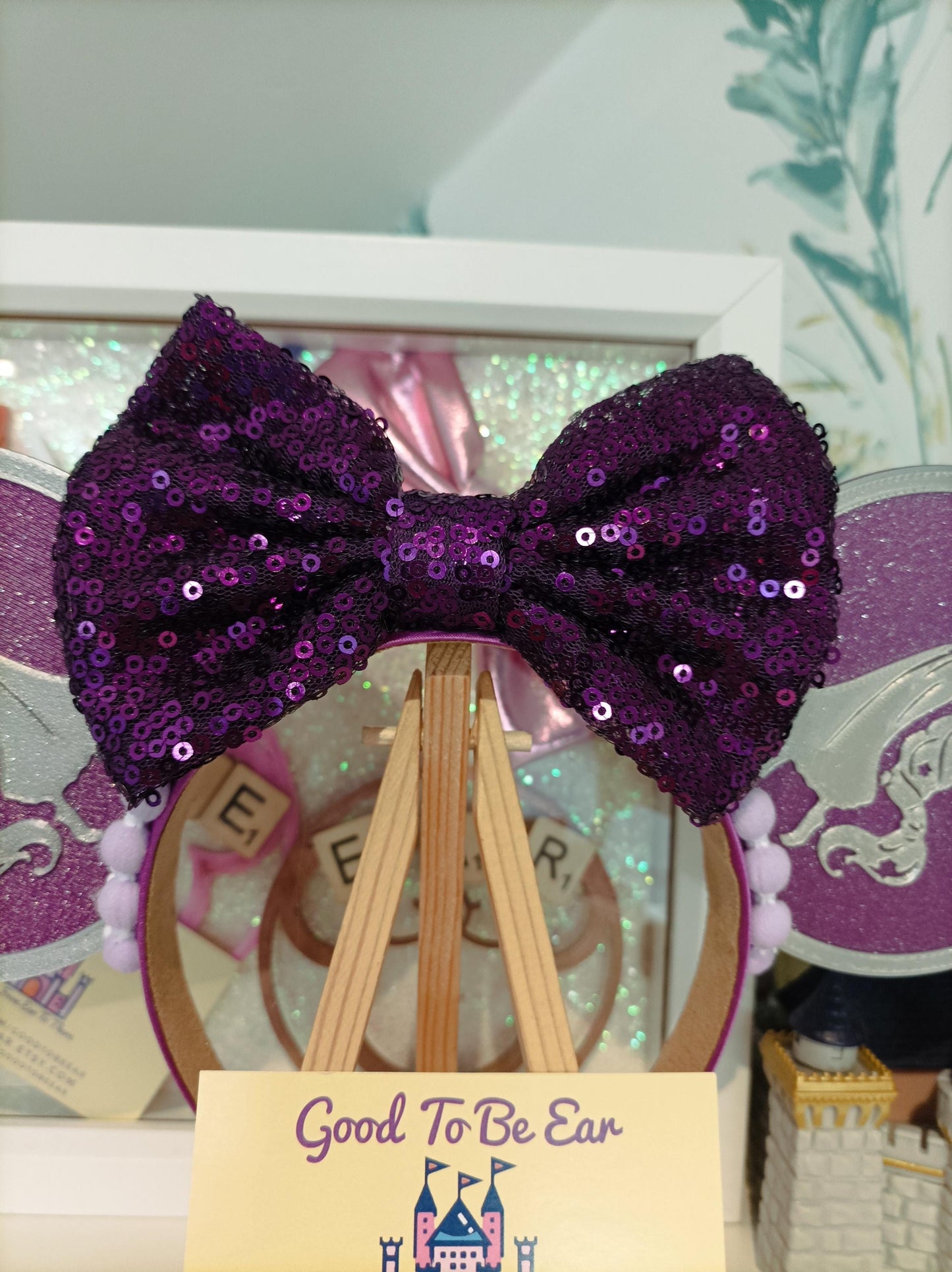 Rapunzel Princess Disney Minnie and Mickey Inspired Mouse Ears Headband - Disney World Magic Kingdom Purple Silver