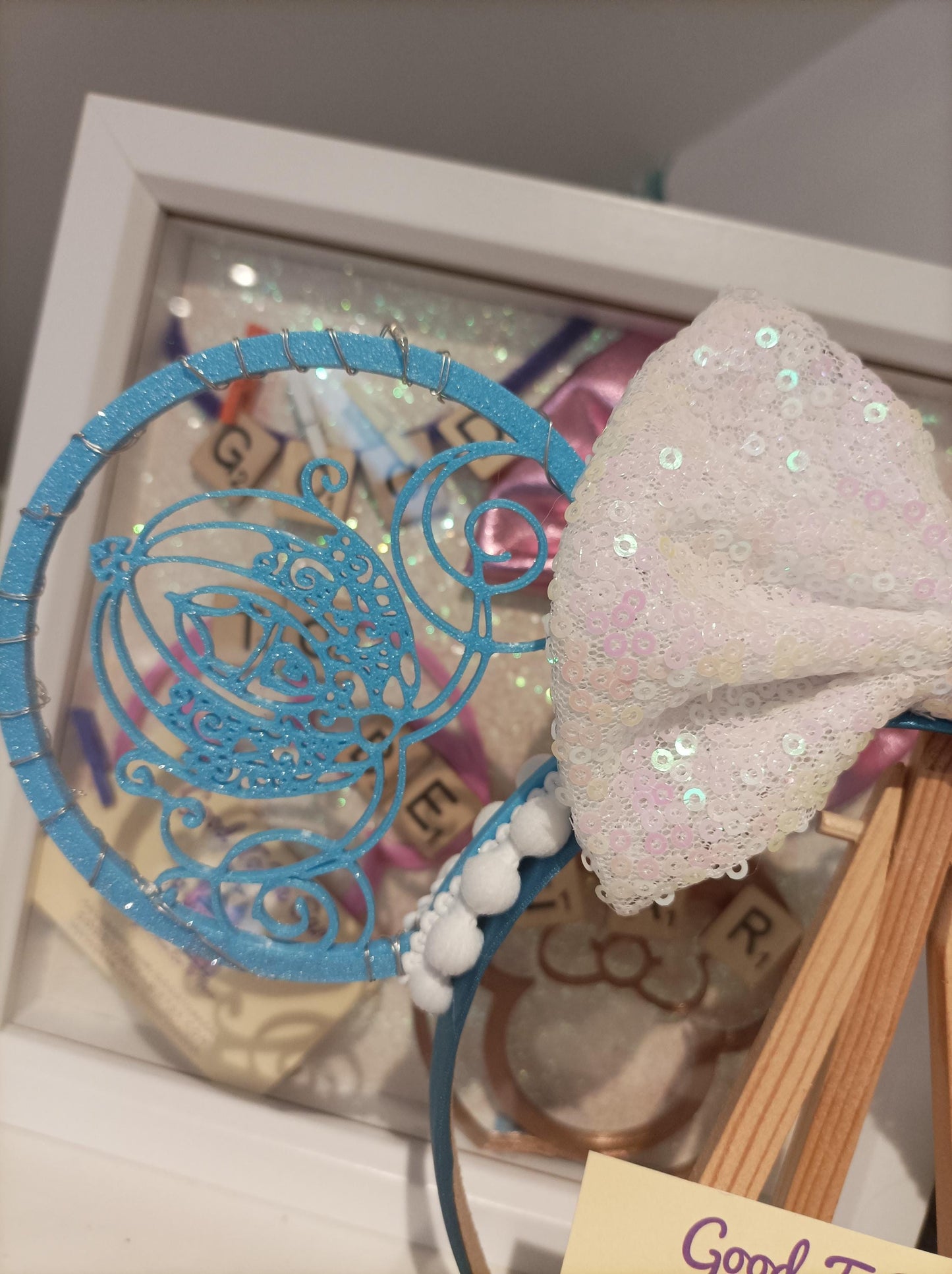 Cinderella Princess Carriage Disney Minnie and Mickey Inspired Light Mouse Ears Headband - Disney World Magic Kingdom Blue White
