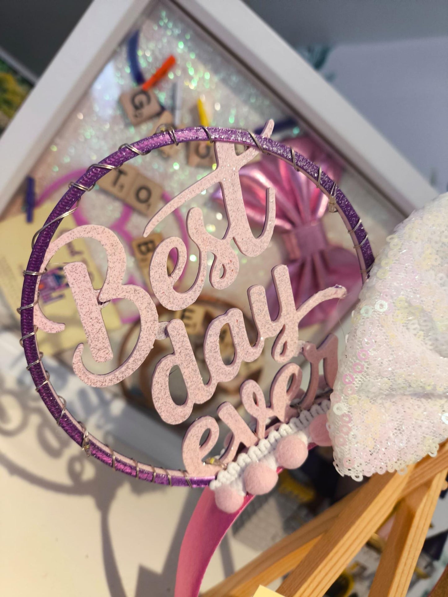 Birthday Best Day Ever Celebration Disney Minnie and Mickey Inspired Light Mouse Ears Headband - Disney World Magic Kingdom Princess Purple