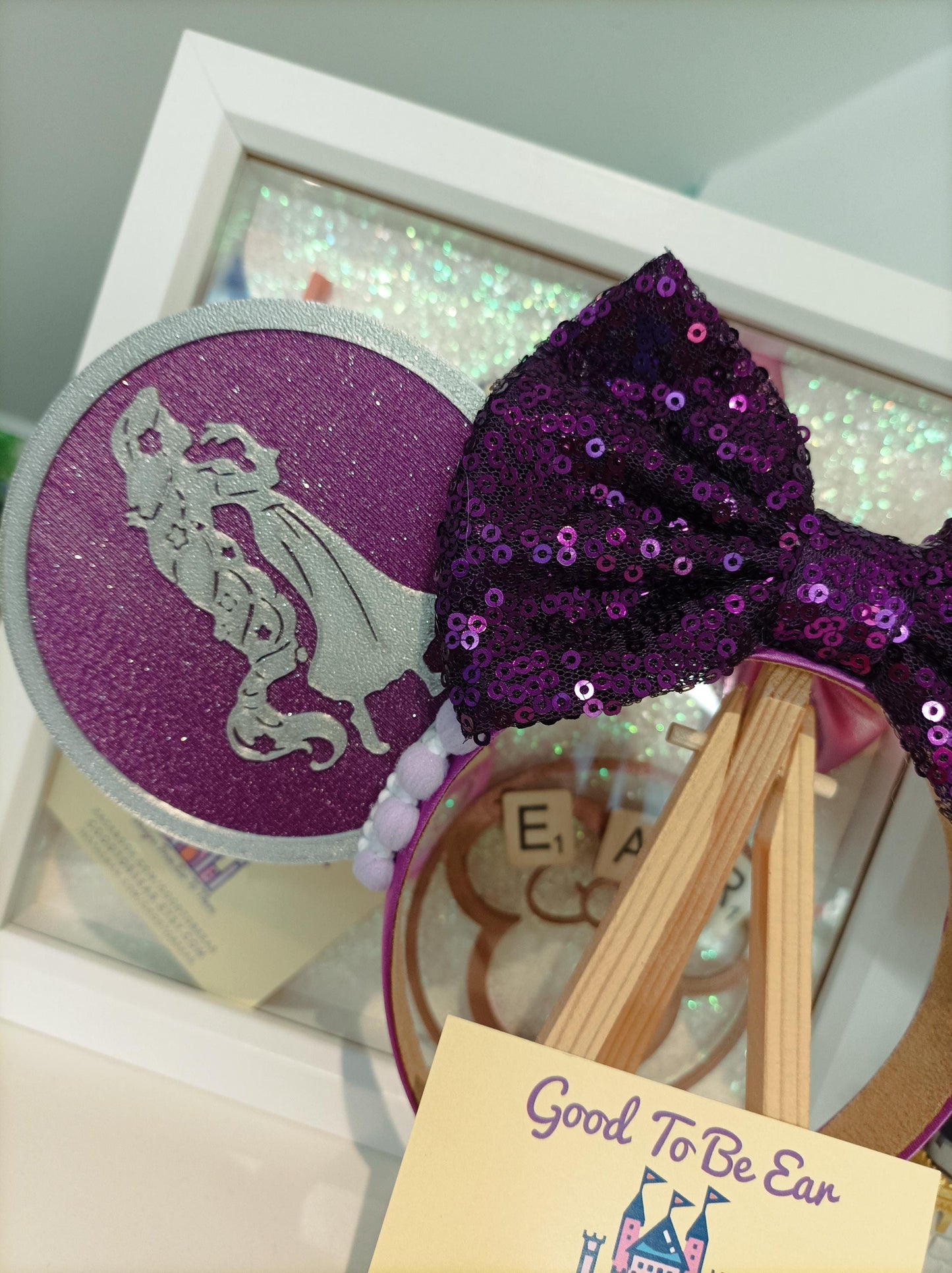 Rapunzel Princess Disney Minnie and Mickey Inspired Mouse Ears Headband - Disney World Magic Kingdom Purple Silver