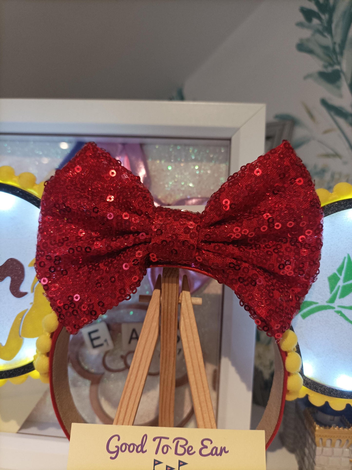 Belle Beauty Princess Disney Minnie and Mickey Inspired Light Mouse Ears Headband - Disney World Magic Kingdom Yellow Gold Red