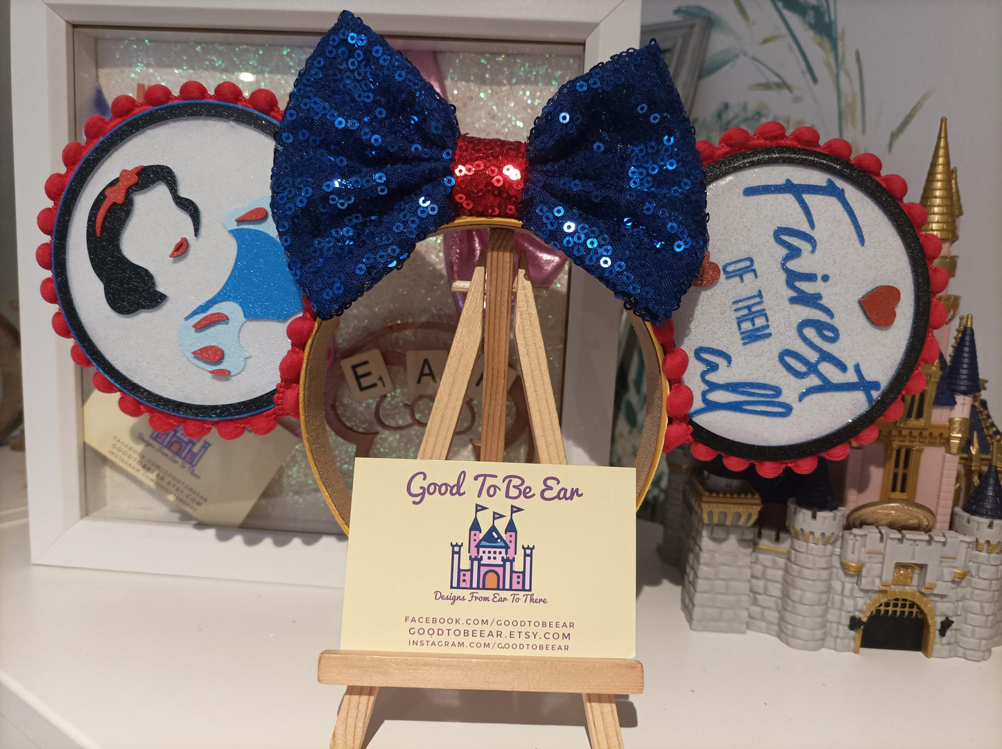 Snow White Princess Disney Minnie and Mickey Inspired Light Mouse Ears Headband - Disney World Magic Kingdom Yellow Blue Red