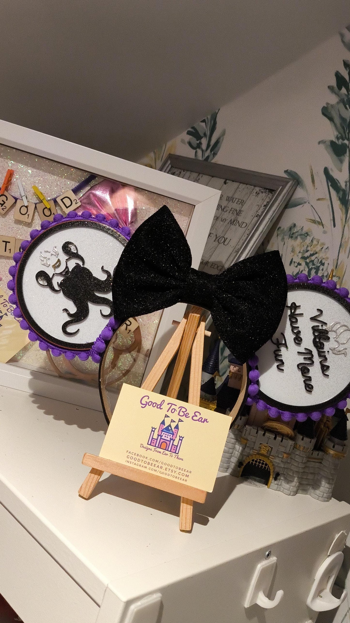 Ursula Villain Witch Ariel Little Mermaid Disney Minnie and Mickey Inspired Light Mouse Ears Headband - World Magic Kingdom Purple Black