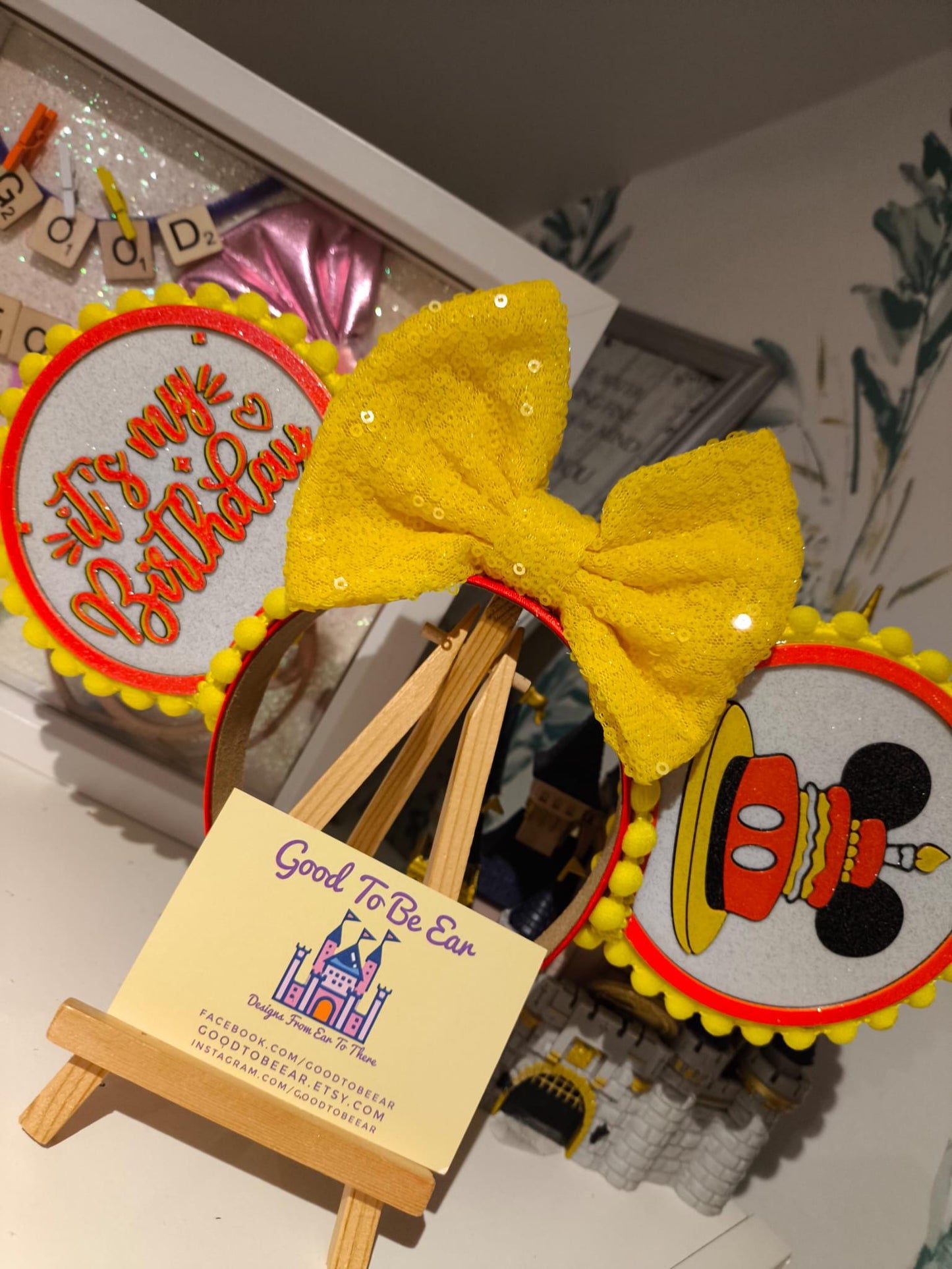 Birthday Cake Celebration Disney Minnie and Mickey Inspired Light Mouse Ears Headband - Disney World Magic Kingdom Princess No Bow