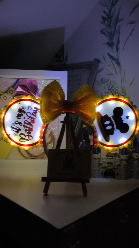 Birthday Cake Celebration Disney Minnie and Mickey Inspired Light Mouse Ears Headband - Disney World Magic Kingdom Princess No Bow