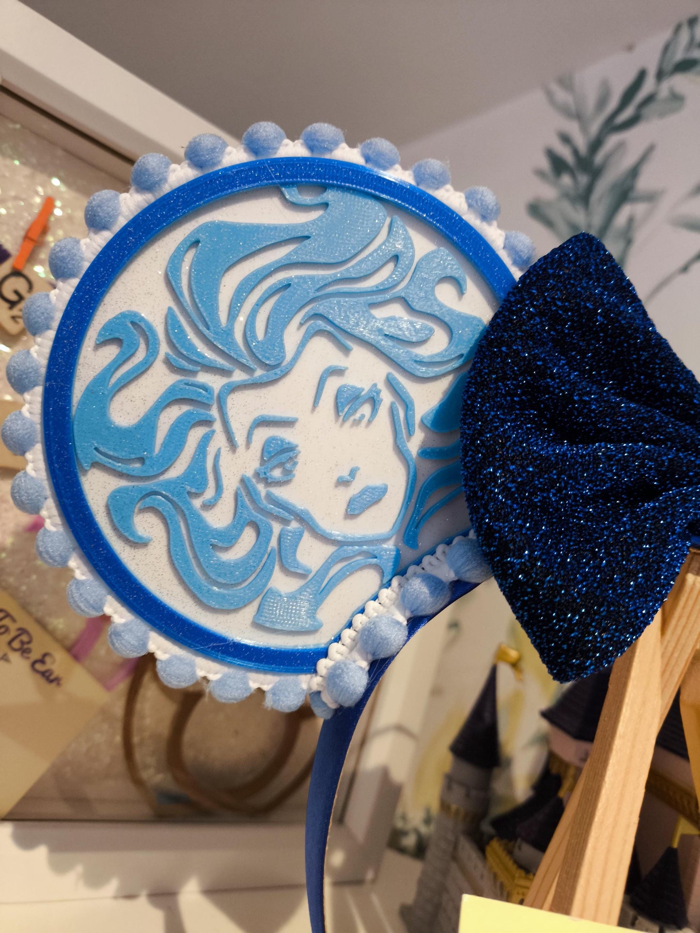 Haunted Mansion Madame Light Disney Minnie and Mickey Inspired Mouse Ears Headband - Magic Kingdom Disneyland Paris Blue White Black