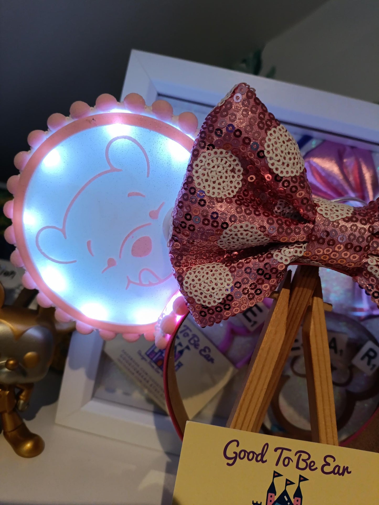 Winnie Pooh Honeypot Light Disney Minnie and Mickey Inspired Mouse Ears Headband - Magic Kingdom Pink White
