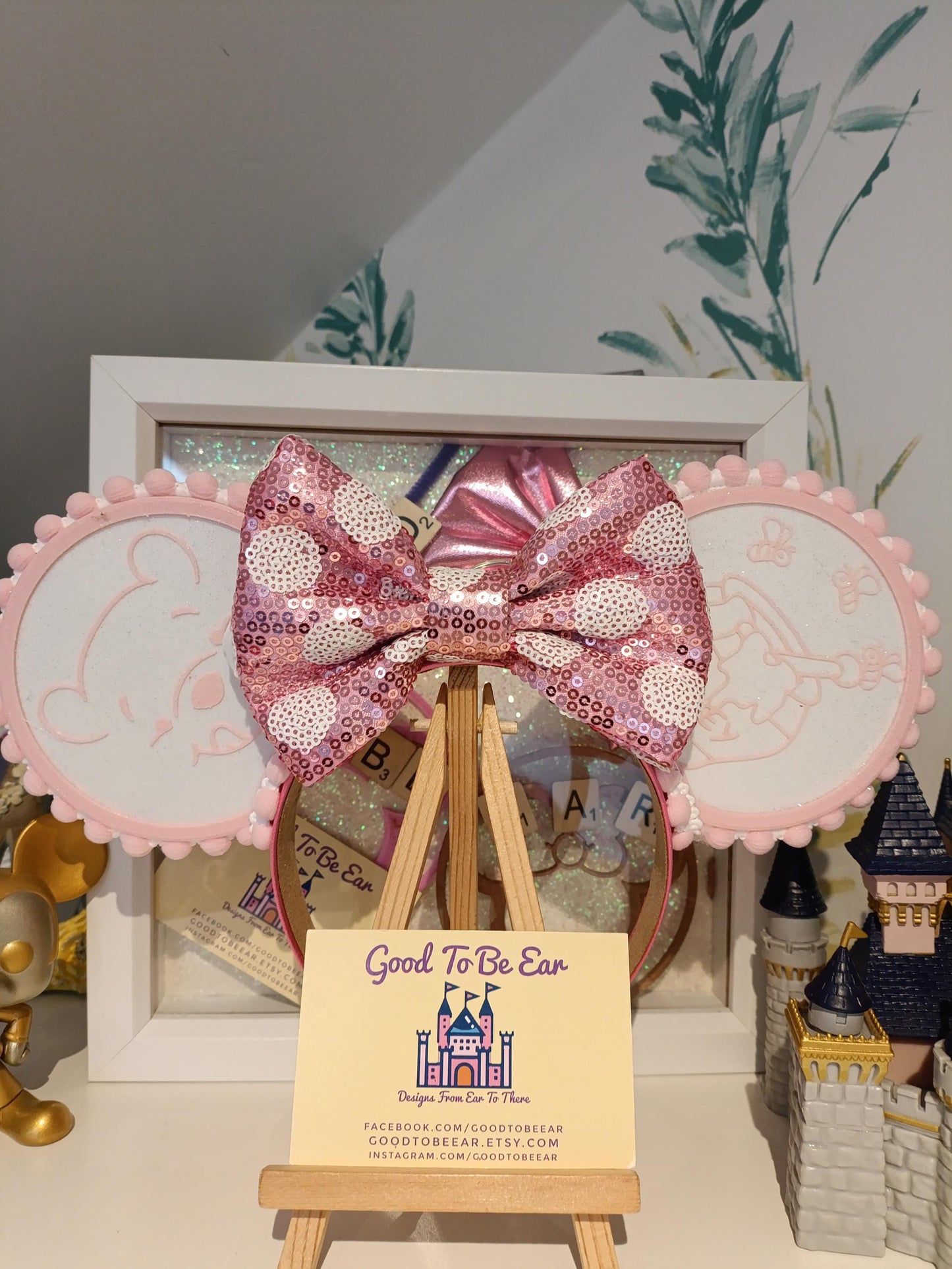 Winnie Pooh Honeypot Light Disney Minnie and Mickey Inspired Mouse Ears Headband - Magic Kingdom Pink White