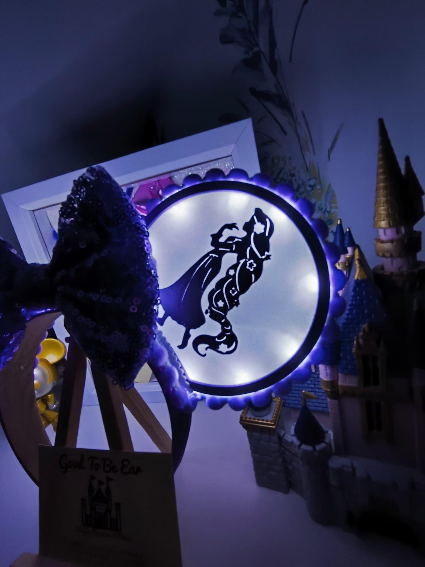 Rapunzel Princess Disney Minnie and Mickey Inspired Light Mouse Ears Headband - Disney World Magic Kingdom Purple White