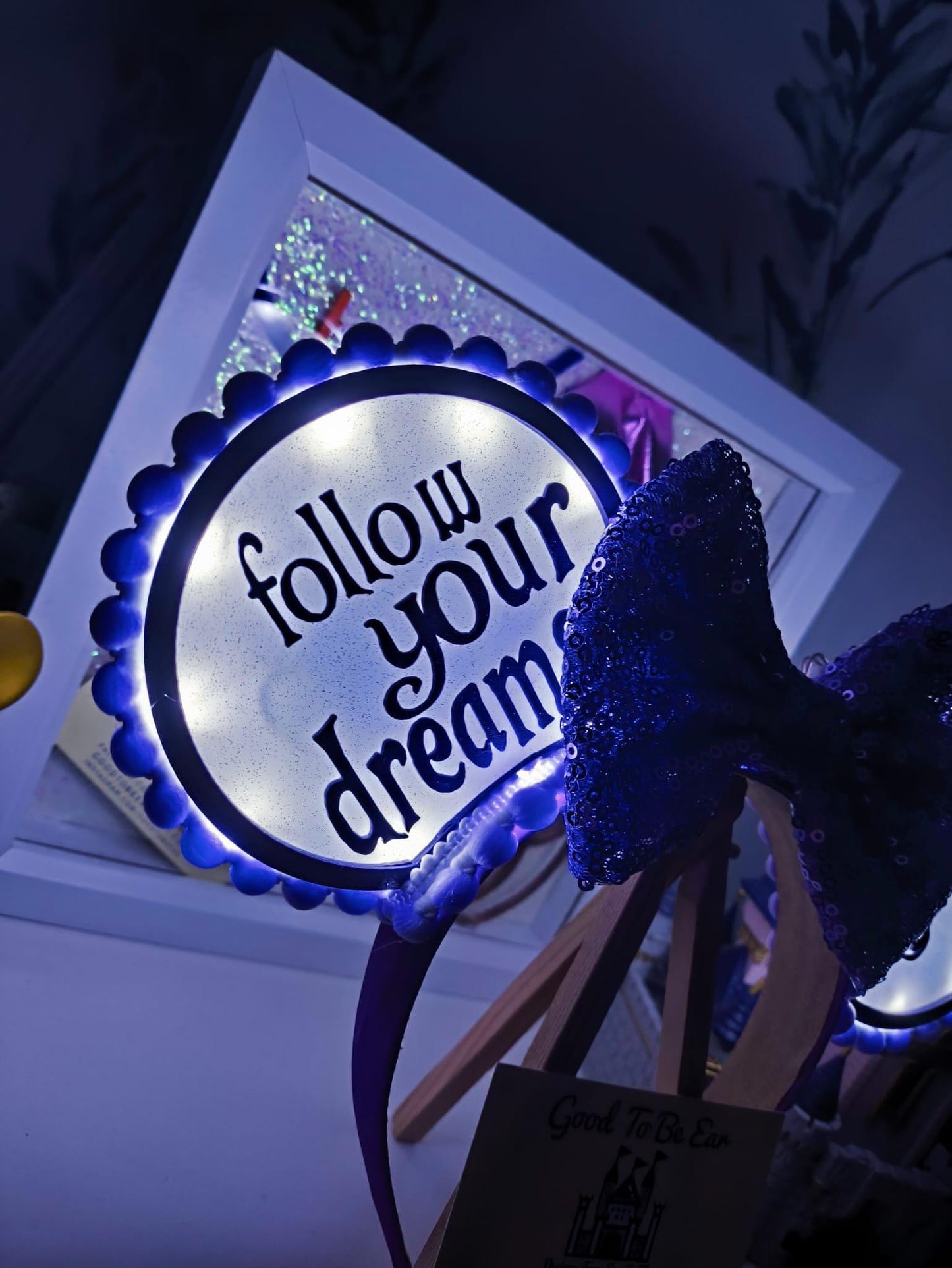 Rapunzel Princess Disney Minnie and Mickey Inspired Light Mouse Ears Headband - Disney World Magic Kingdom Purple White