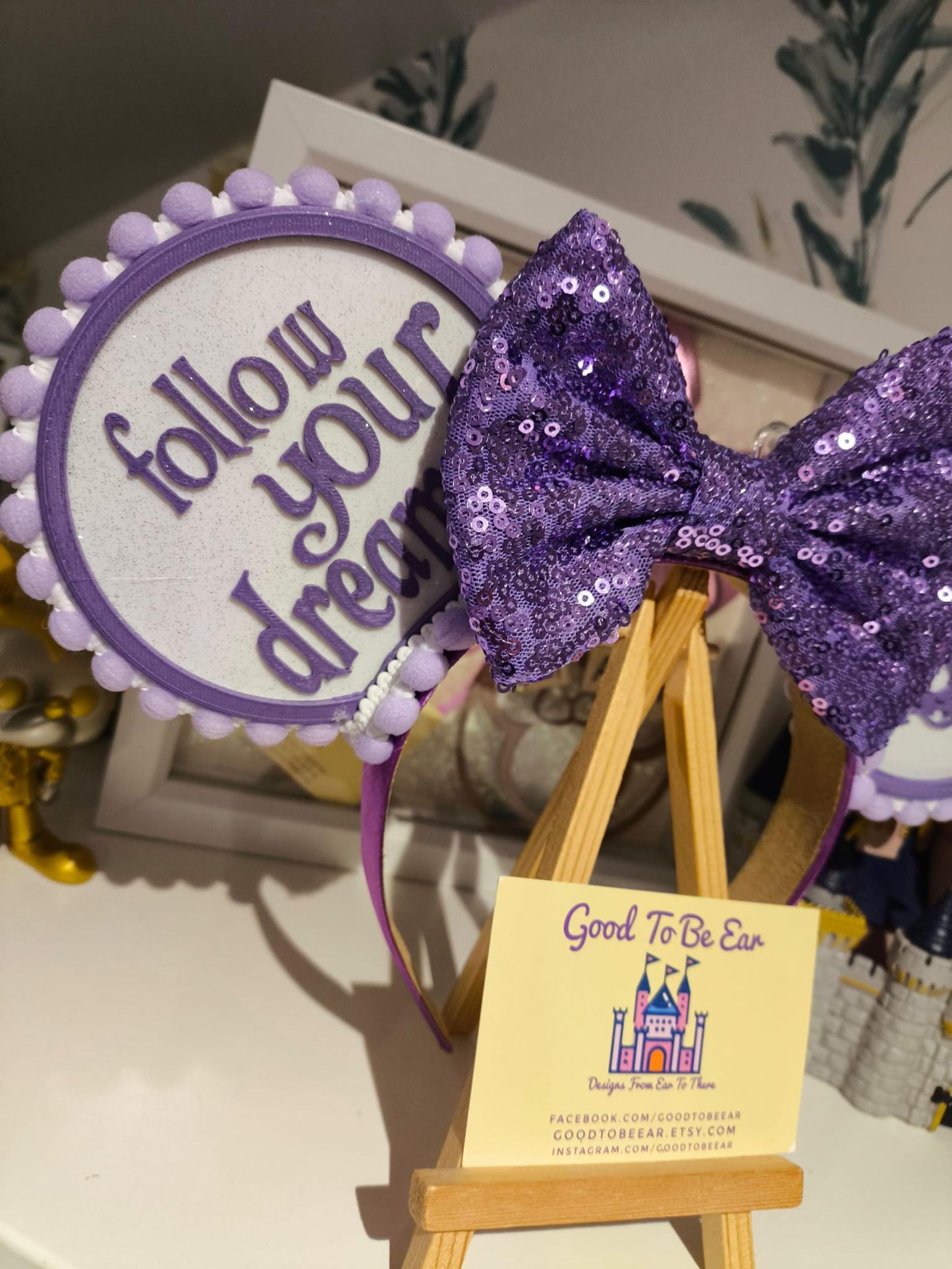 Rapunzel Princess Disney Minnie and Mickey Inspired Light Mouse Ears Headband - Disney World Magic Kingdom Purple White