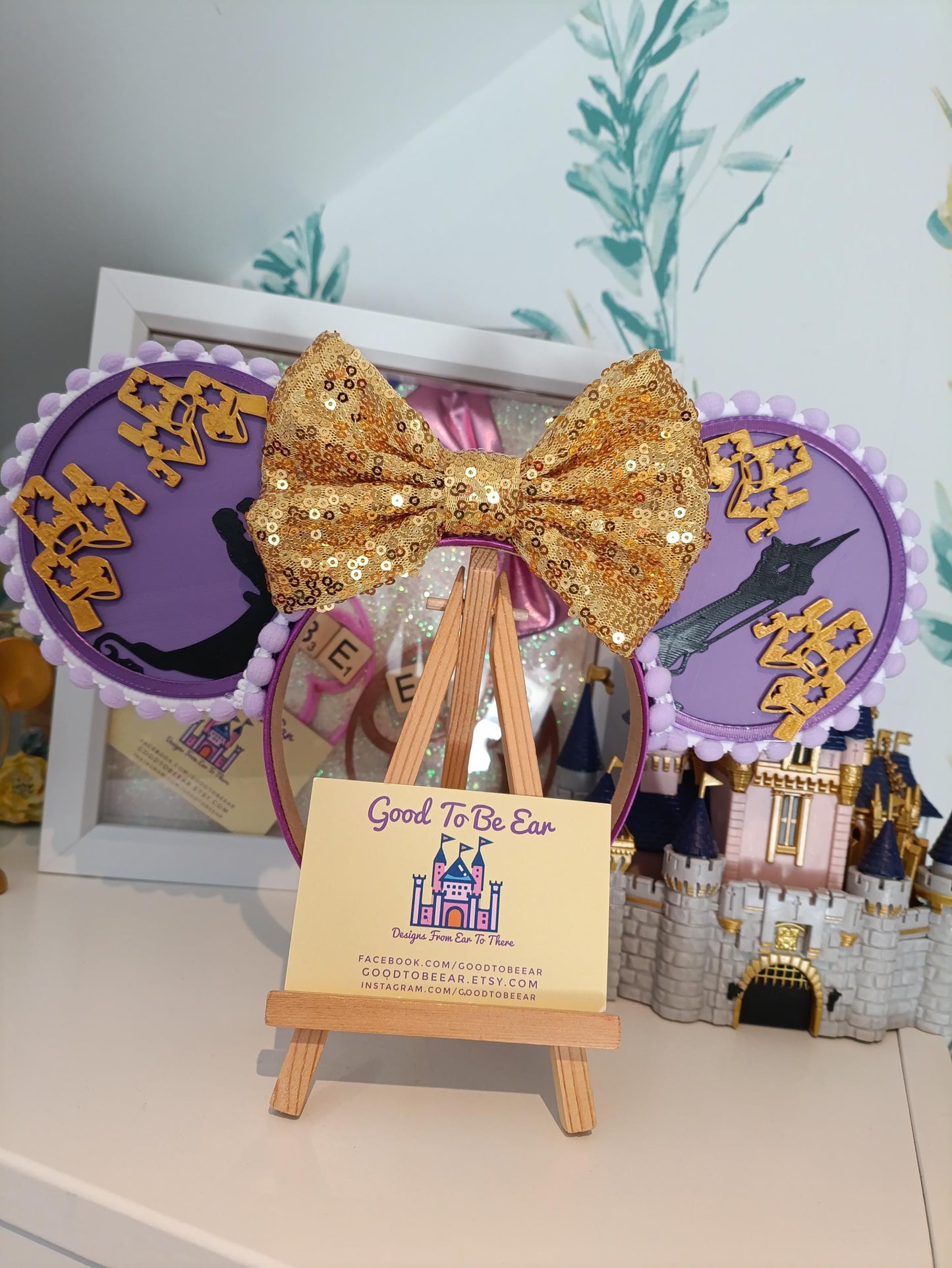 Rapunzel Lanterns Princess Disney Minnie and Mickey Inspired Light Mouse Ears Headband - Disney World Magic Kingdom Purple Gold Black