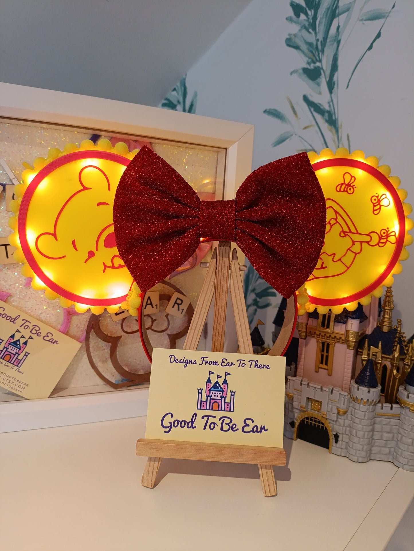 Winnie Pooh Honeypot Light Disney Minnie and Mickey Inspired Mouse Ears Headband - Magic Kingdom Red Yellow