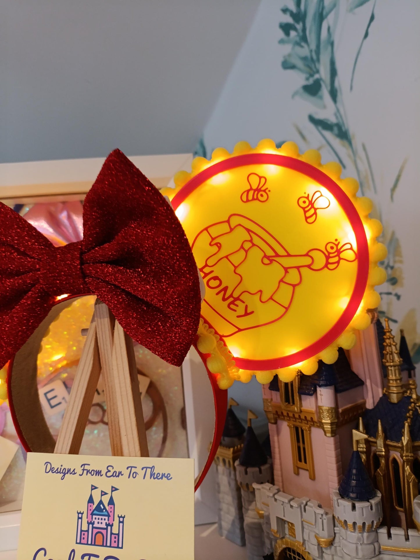 Winnie Pooh Honeypot Light Disney Minnie and Mickey Inspired Mouse Ears Headband - Magic Kingdom Red Yellow