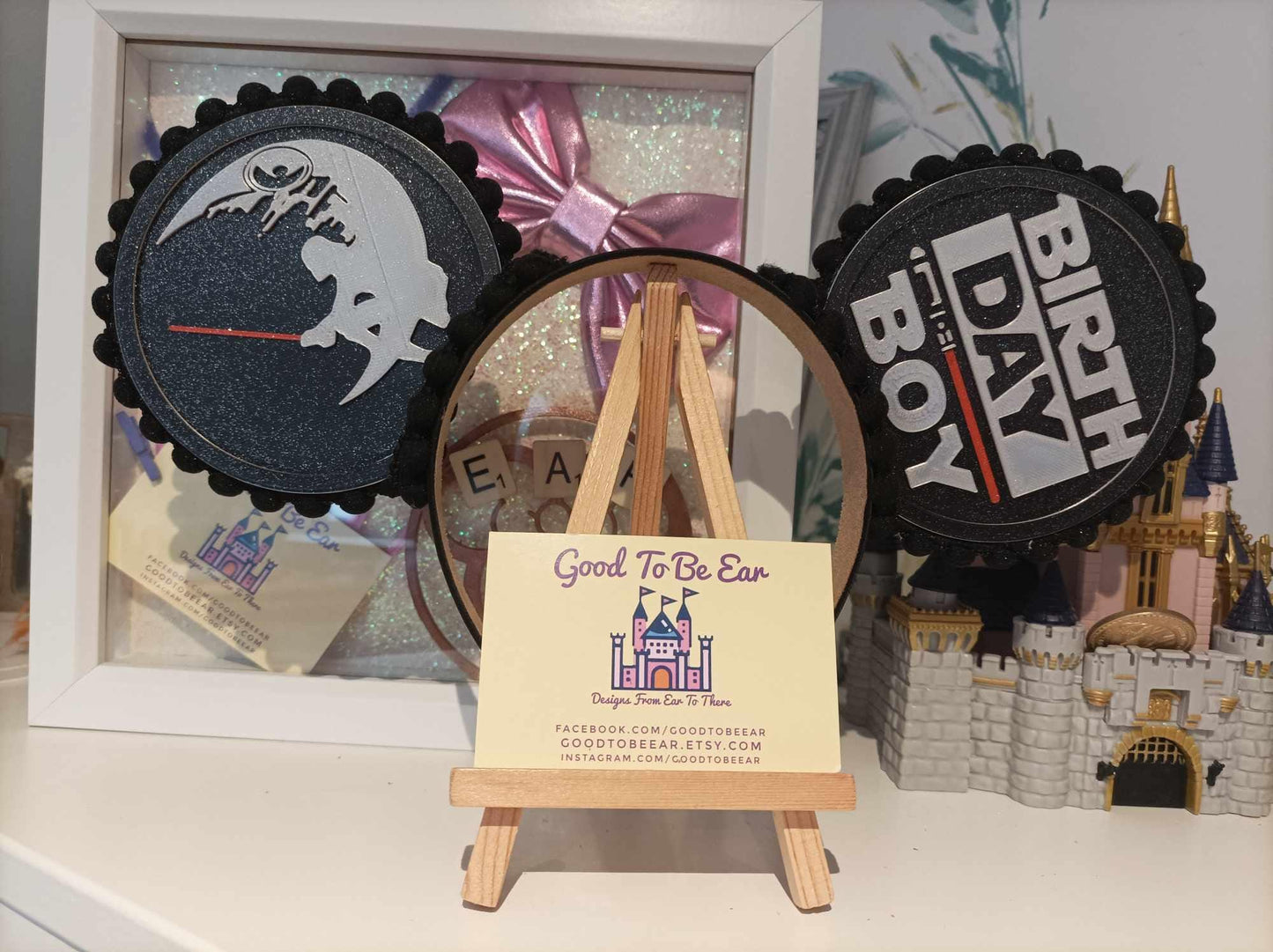 Star Wars Birthday Boy Disney Minnie and Mickey Inspired Mouse Style Ears Headband Sparkly Black Red Silver