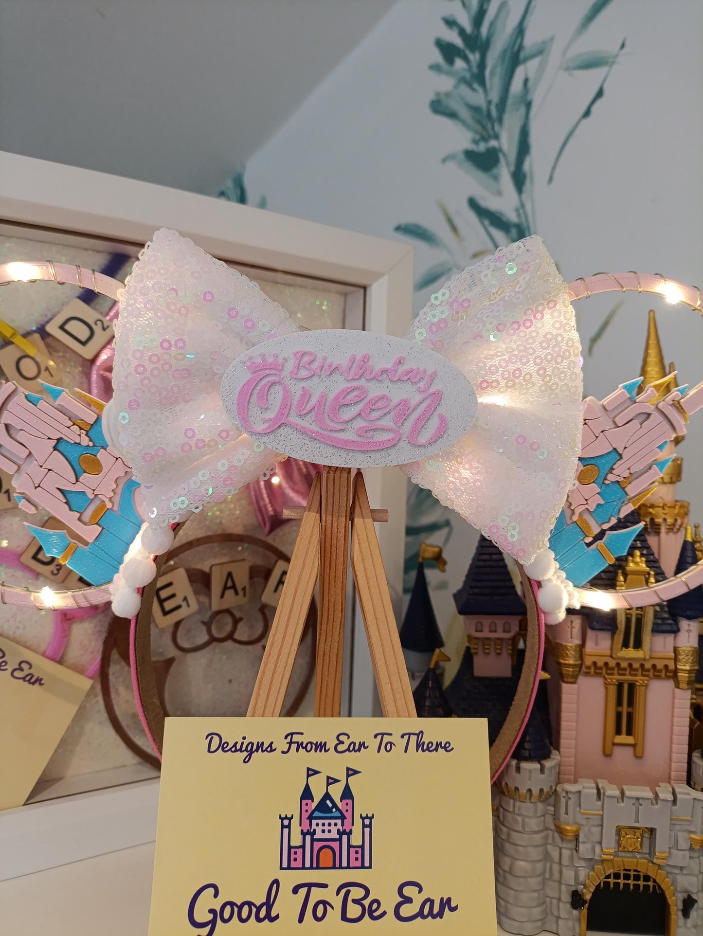 Personalised Custom Sleeping Beauty Princess Aurora Castle Disney Minnie and Mickey Inspired Light Mouse Ears Headband - Disney Land Paris