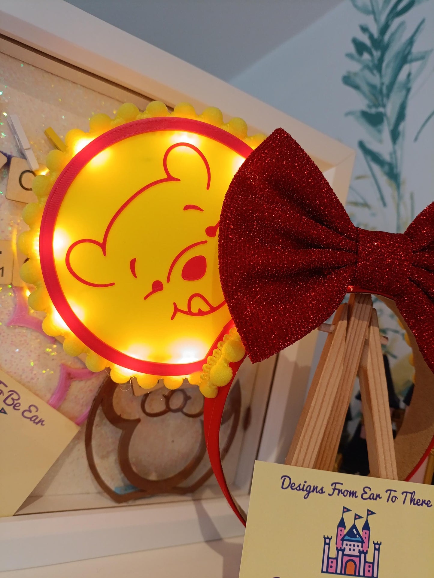Winnie Pooh Honeypot Light Disney Minnie and Mickey Inspired Mouse Ears Headband - Magic Kingdom Red Yellow