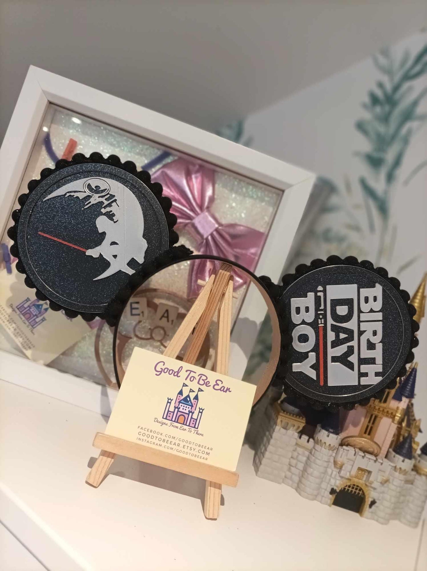 Star Wars Birthday Boy Disney Minnie and Mickey Inspired Mouse Style Ears Headband Sparkly Black Red Silver