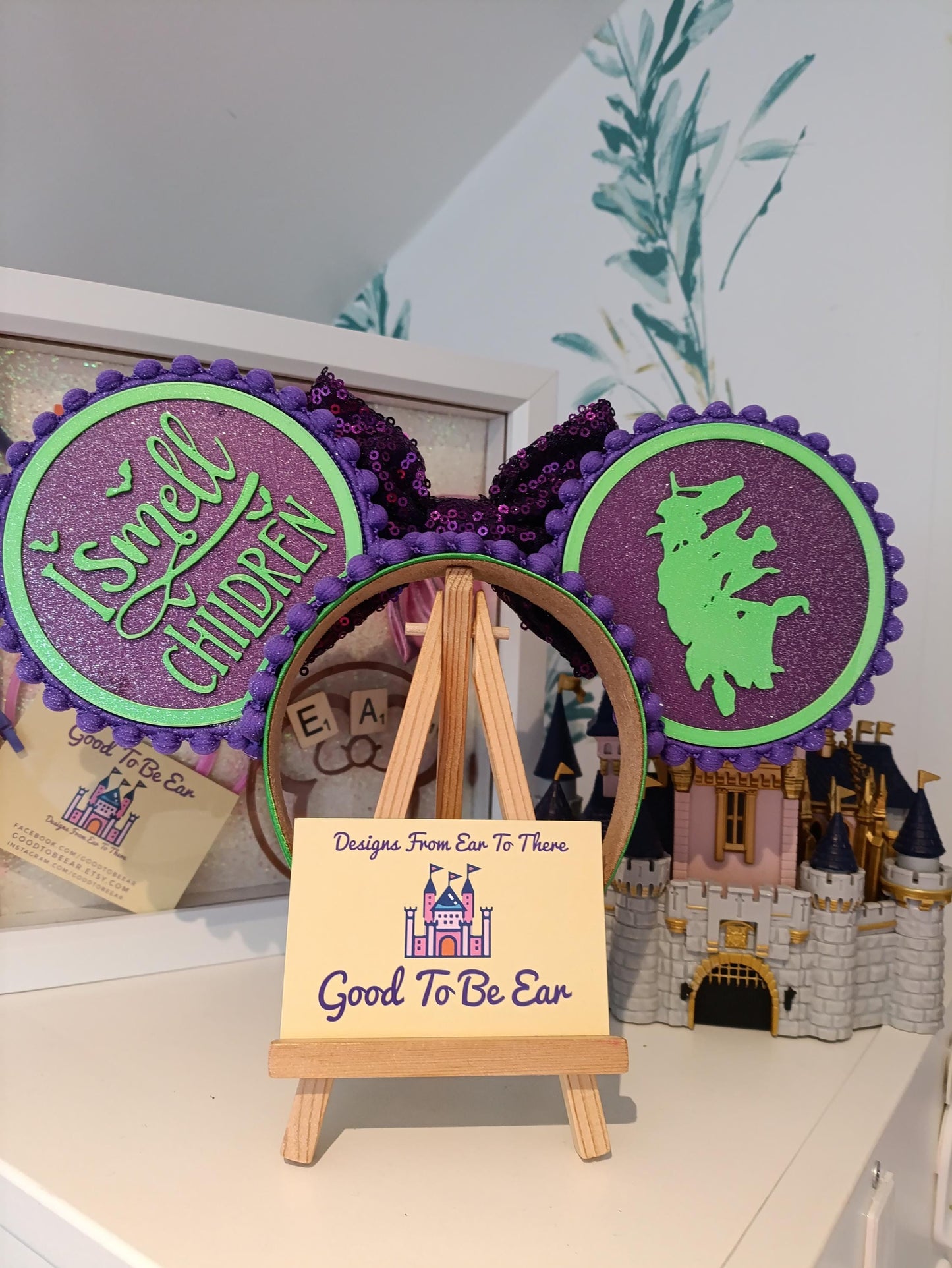 Reversible Halloween Witches Sanderson Sisters Disney Minnie and Mickey Inspired Mouse Style Ears Headband Sparkly Sequin Green Purple