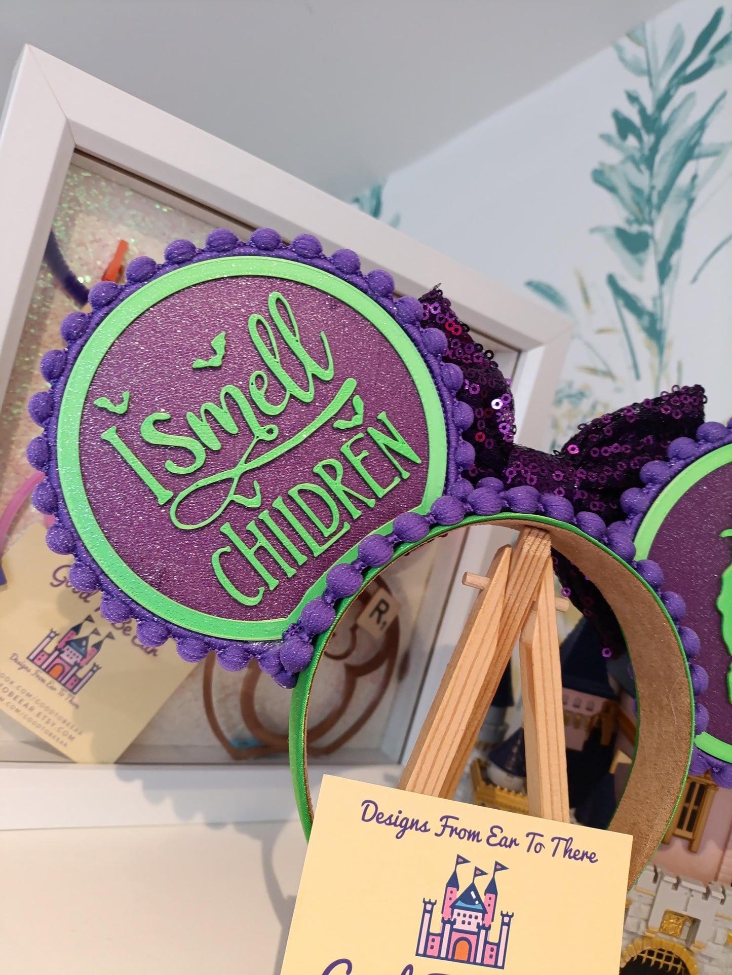 Reversible Halloween Witches Sanderson Sisters Disney Minnie and Mickey Inspired Mouse Style Ears Headband Sparkly Sequin Green Purple