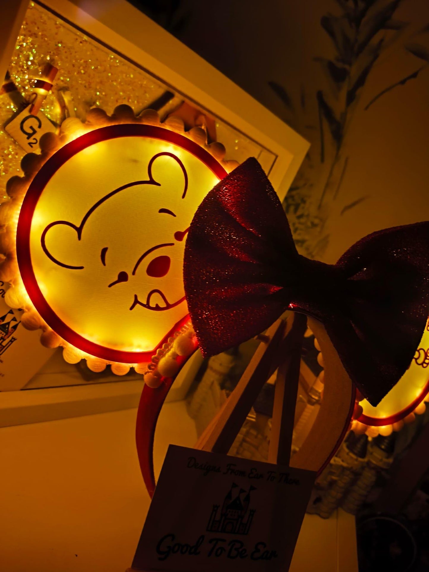 Winnie Pooh Honeypot Light Disney Minnie and Mickey Inspired Mouse Ears Headband - Magic Kingdom Red Yellow