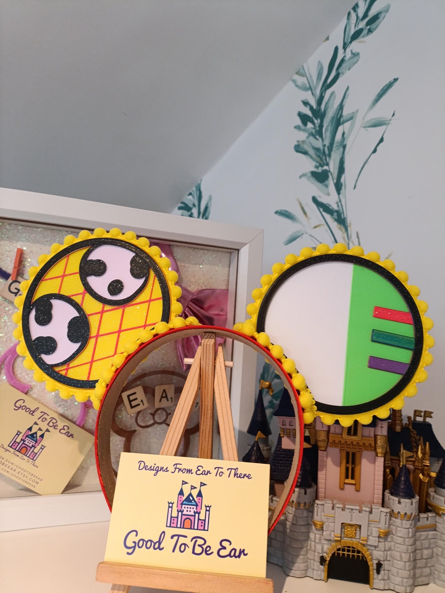 Woody Buzz Toy Story Disney Minnie and Mickey Inspired Mouse Style Ears Headband Bowless No Bow Sparkly Yellow Red Green