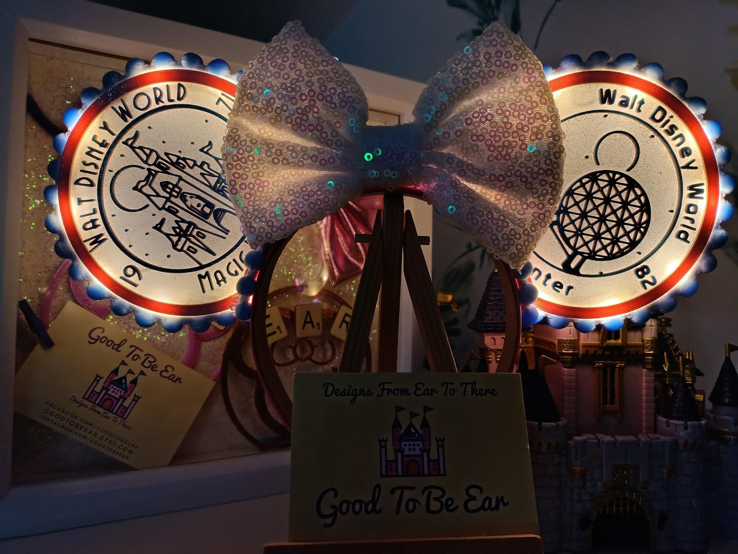 Four Parks Disney Minnie and Mickey Inspired Light Mouse Ears Headband- Disney World Magic Kingdom Hollywood Studios Epcot Animal Kingdom