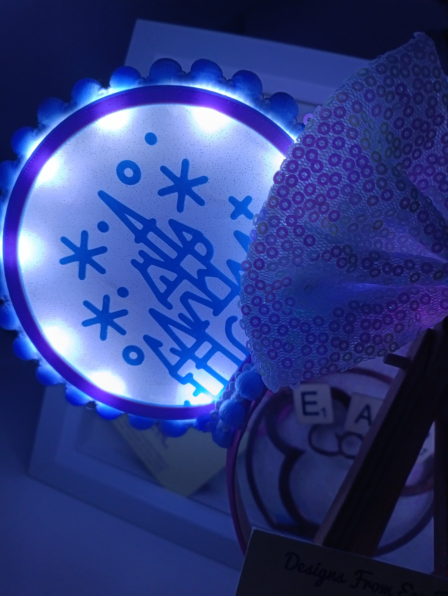 Magic Kingdom Icons Castle Disney Minnie and Mickey Inspired Light Mouse Ears Headband - Disney World Pink Blue White