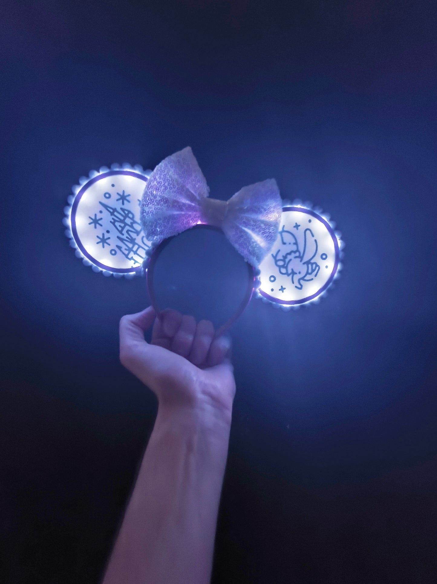 Magic Kingdom Icons Castle Disney Minnie and Mickey Inspired Light Mouse Ears Headband - Disney World Pink Blue White