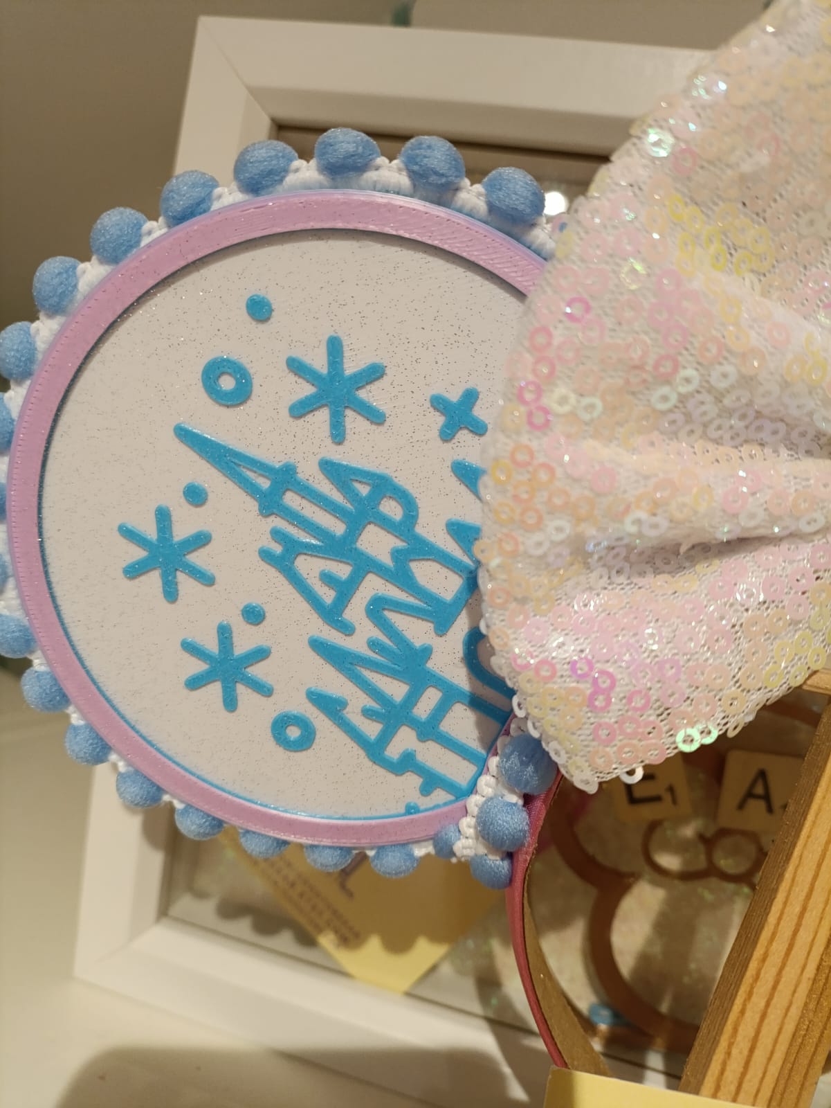 Magic Kingdom Icons Castle Disney Minnie and Mickey Inspired Light Mouse Ears Headband - Disney World Pink Blue White