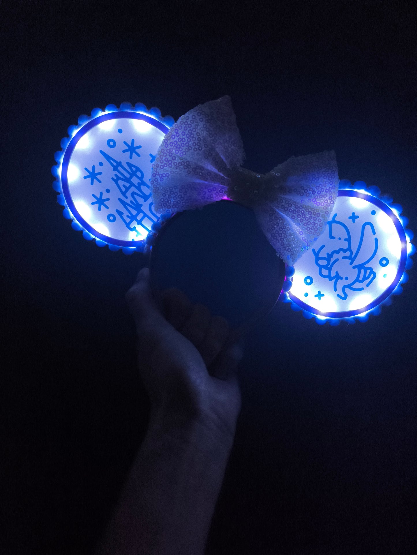 Magic Kingdom Icons Castle Disney Minnie and Mickey Inspired Light Mouse Ears Headband - Disney World Pink Blue White