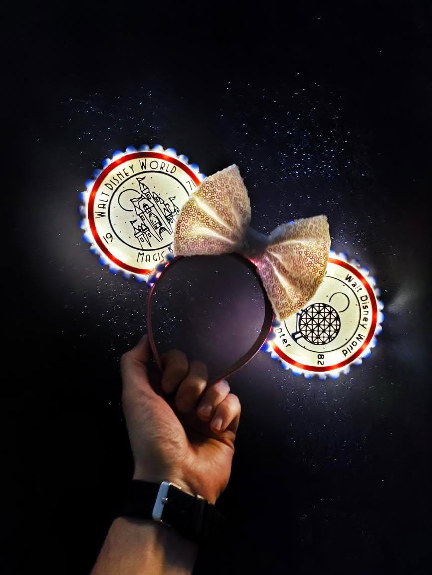 Four Parks Disney Minnie and Mickey Inspired Light Mouse Ears Headband- Disney World Magic Kingdom Hollywood Studios Epcot Animal Kingdom