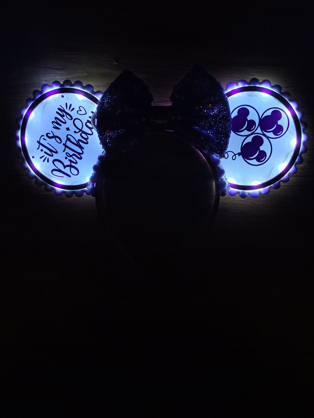 Birthday Age Celebration Disney Minnie and Mickey Inspired Light Mouse Ears Headband - Disney World Magic Kingdom Princess *Varied Colours*