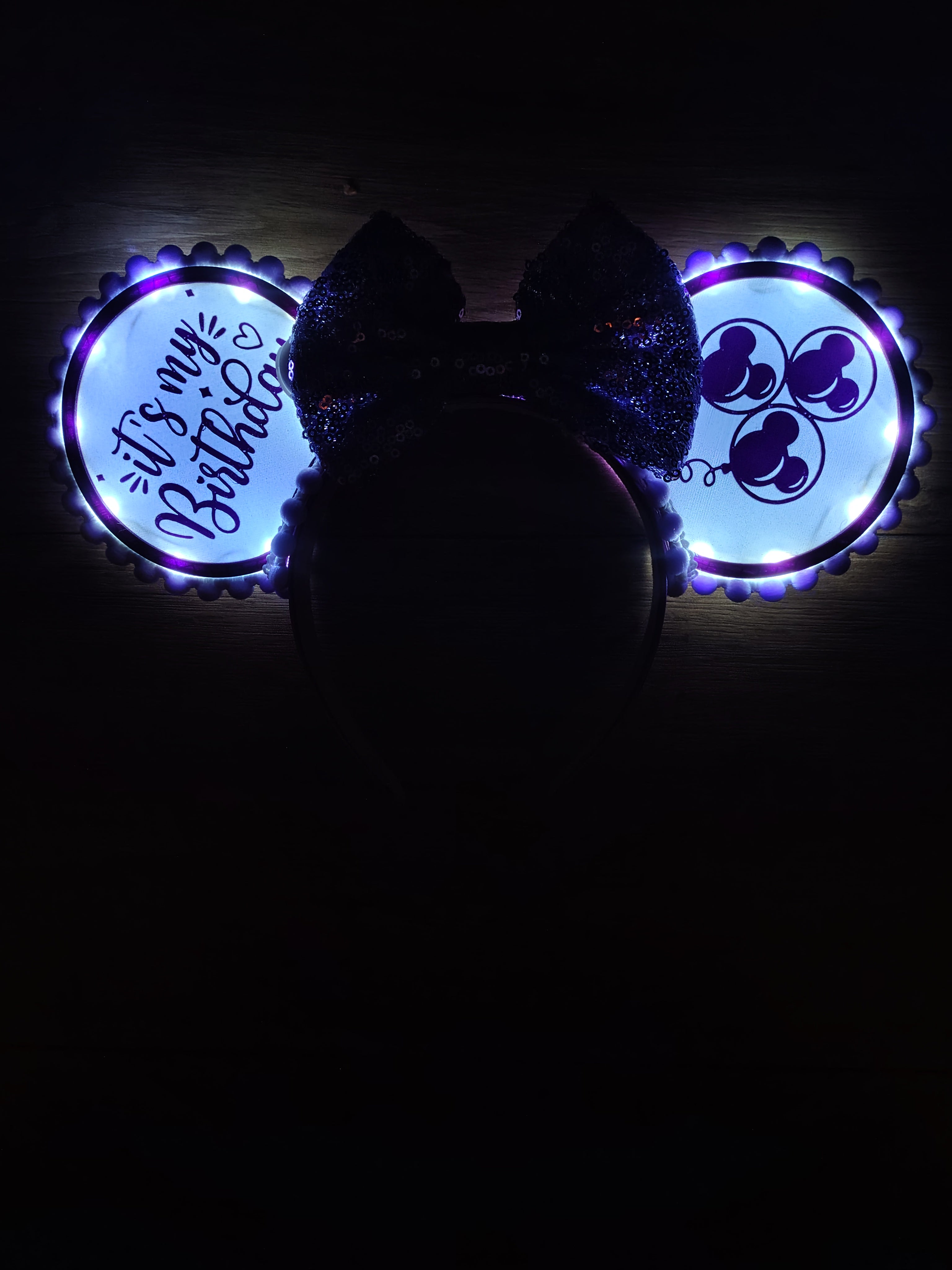 Birthday Age Celebration Disney Minnie and Mickey Inspired Light Mouse Ears Headband - Disney World Magic Kingdom Princess *Varied Colours*