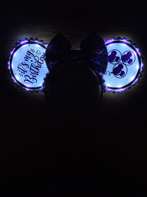 Birthday Age Celebration Disney Minnie and Mickey Inspired Light Mouse Ears Headband - Disney World Magic Kingdom Princess *Varied Colours*