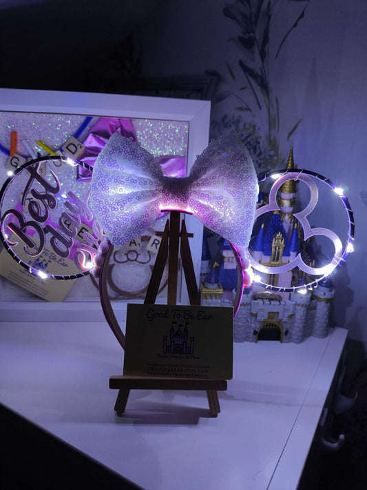 Birthday Best Day Ever Celebration Disney Minnie and Mickey Inspired Light Mouse Ears Headband - Disney World Magic Kingdom Princess Purple