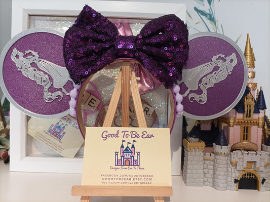 Rapunzel Princess Disney Minnie and Mickey Inspired Mouse Ears Headband - Disney World Magic Kingdom Purple Silver