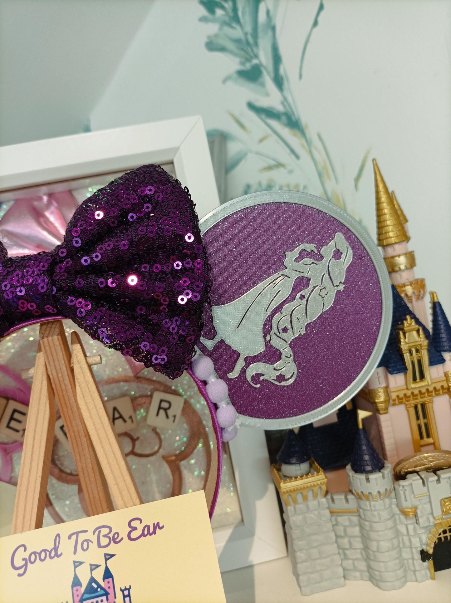 Rapunzel Princess Disney Minnie and Mickey Inspired Mouse Ears Headband - Disney World Magic Kingdom Purple Silver
