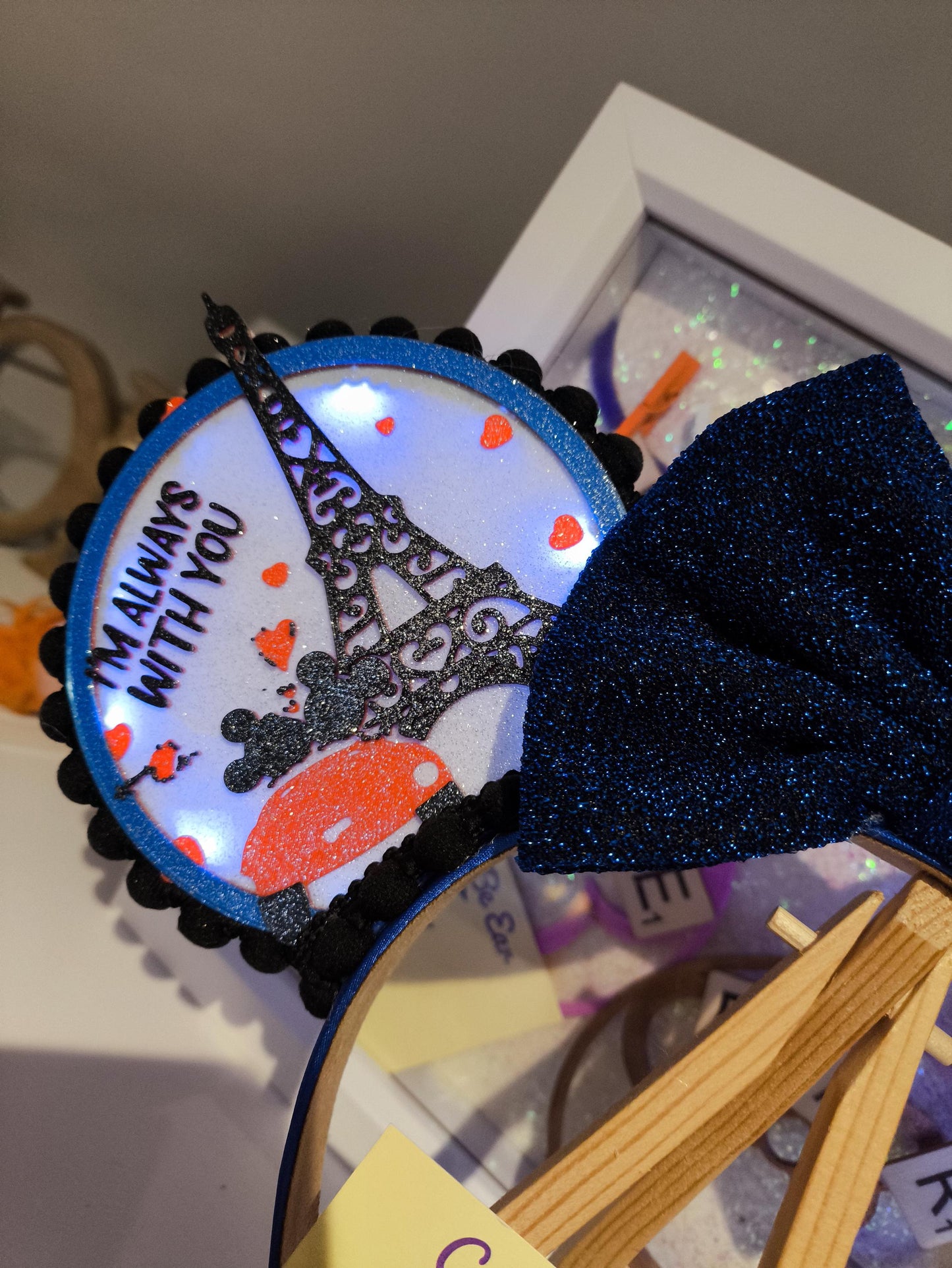 France Eiffel Tower Love Light Disney Minnie and Mickey Inspired Mouse Ears Headband - Disneyland Paris Red Blue Black