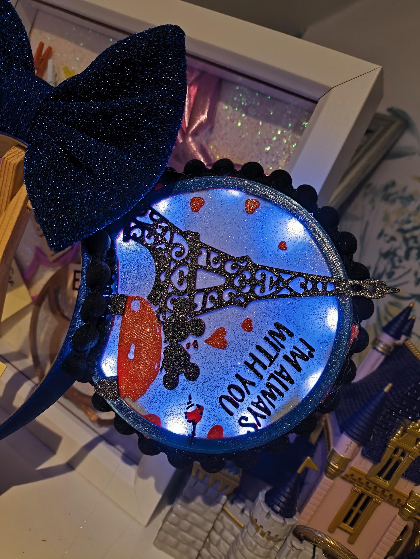 France Eiffel Tower Love Light Disney Minnie and Mickey Inspired Mouse Ears Headband - Disneyland Paris Red Blue Black