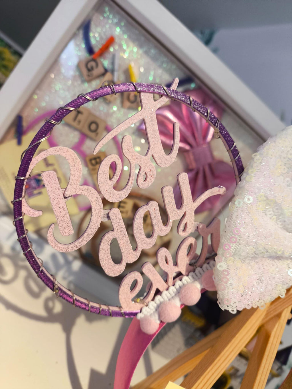 Birthday Best Day Ever Celebration Disney Minnie and Mickey Inspired Light Mouse Ears Headband - Disney World Magic Kingdom Princess Purple