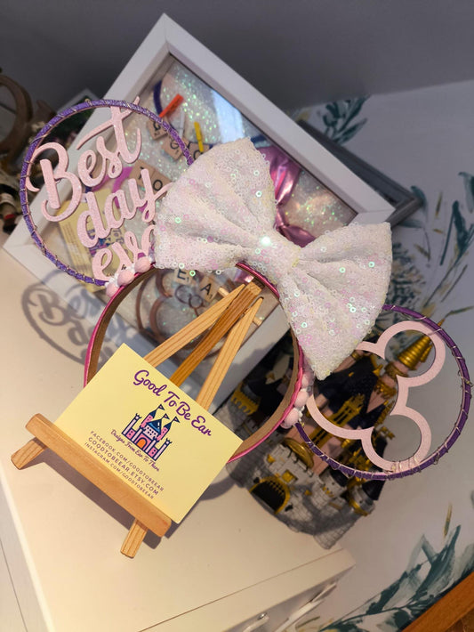 Birthday Best Day Ever Celebration Disney Minnie and Mickey Inspired Light Mouse Ears Headband - Disney World Magic Kingdom Princess Purple
