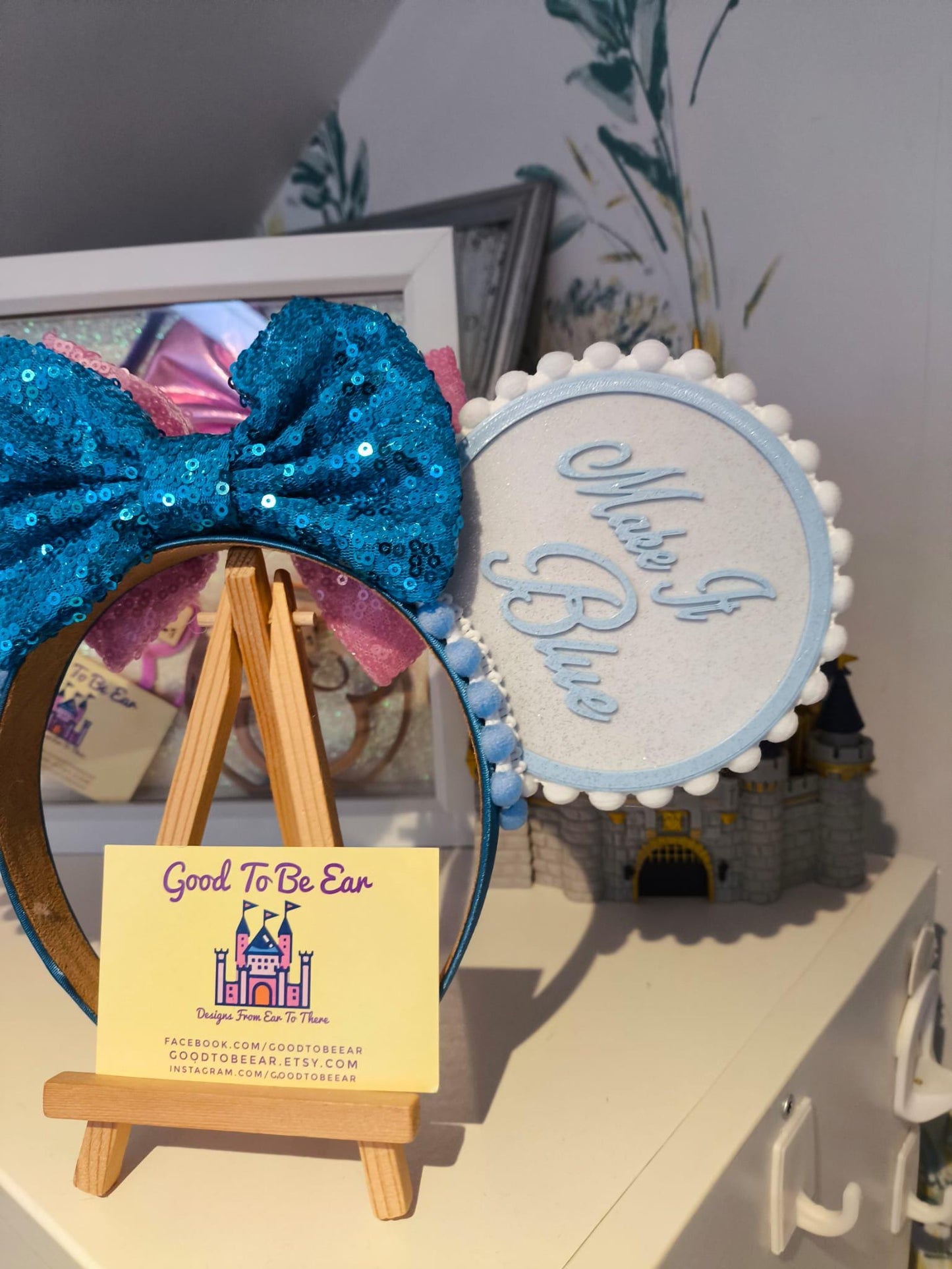 Sleeping Beauty Castle Reversible Make It Pink Blue Disney Minnie and Mickey Inspired Light Mouse Ears Headband - Disneyland Paris Princess