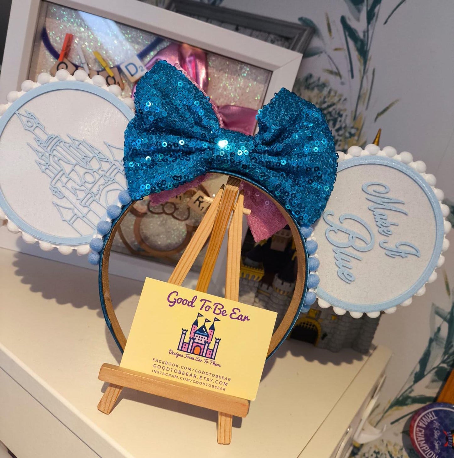 Sleeping Beauty Castle Reversible Make It Pink Blue Disney Minnie and Mickey Inspired Light Mouse Ears Headband - Disneyland Paris Princess