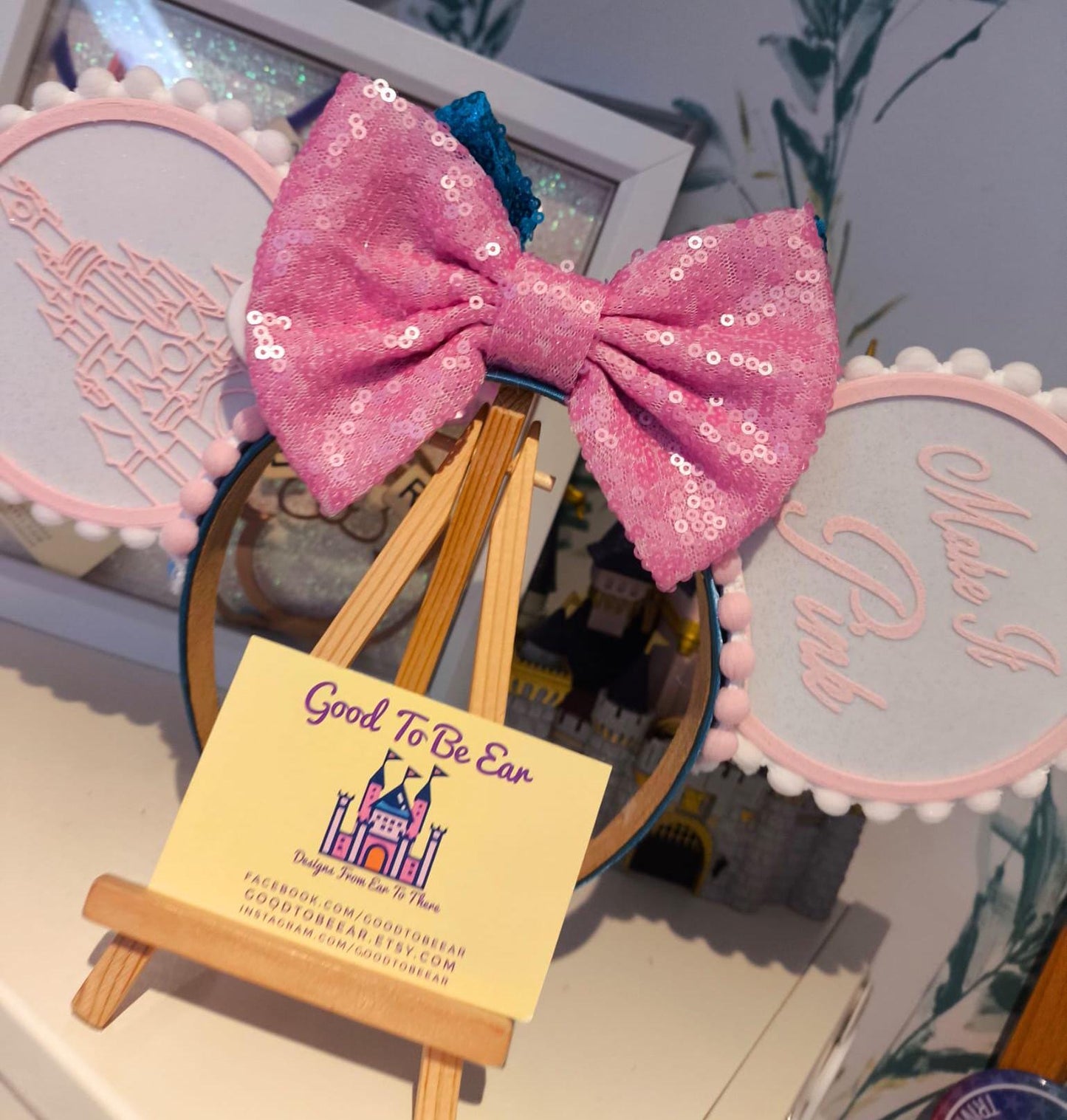 Sleeping Beauty Castle Reversible Make It Pink Blue Disney Minnie and Mickey Inspired Light Mouse Ears Headband - Disneyland Paris Princess
